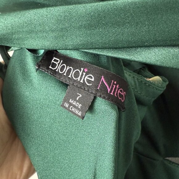Blondie Nites Prom Dress Women's Dark Green Ruffled Juniors A-Line Maxi Sz 7 - Picture 10 of 11